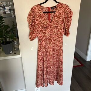 Lulu's Red and White Animal Print Midi Dress